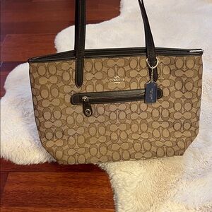 Coach Brown Tote Bag with Monogram Pattern